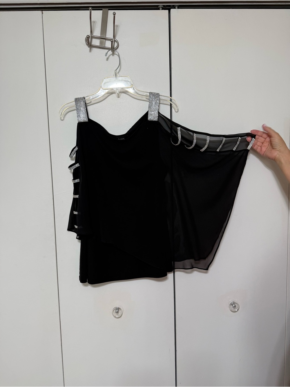 Black Blouse with Rhinestone Straps